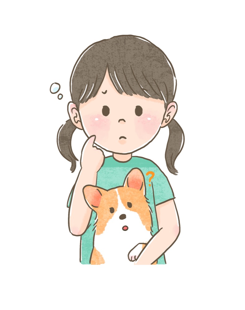 コーギーのことを一緒に考えるイラスト