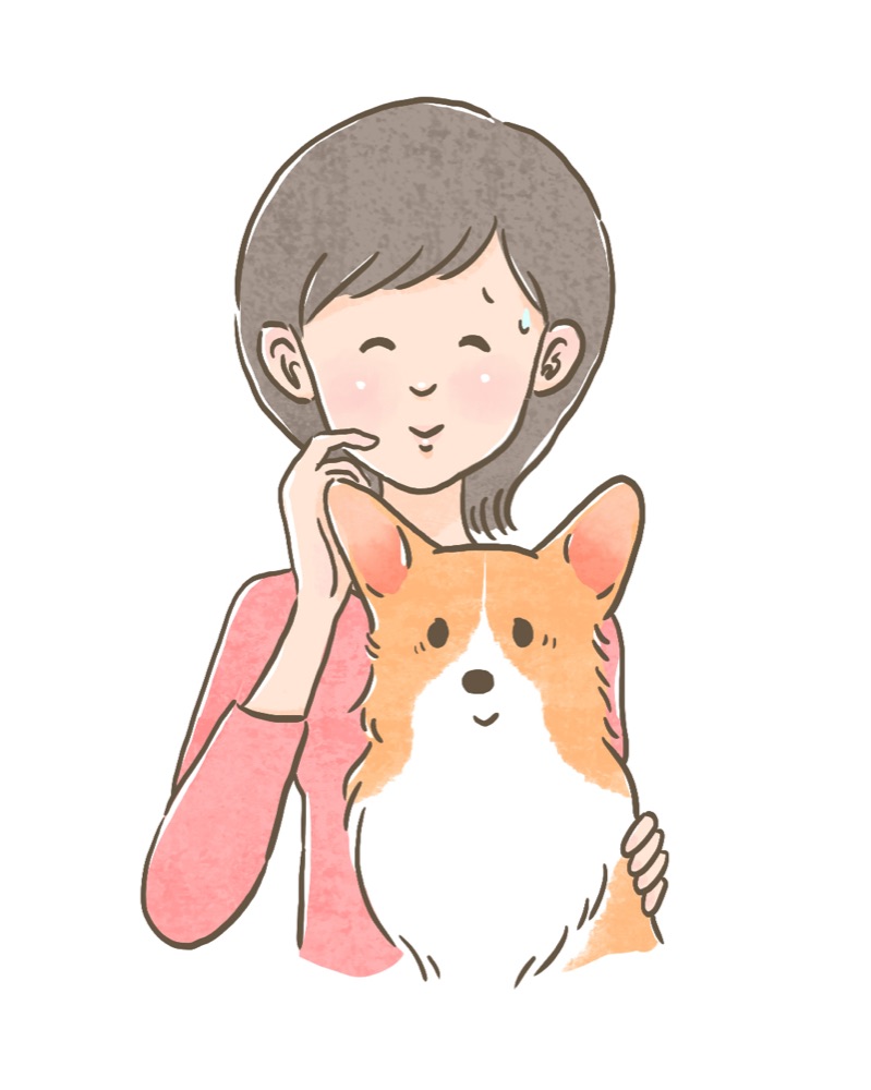コーギーのお手入れの悩みに寄り添うイラスト